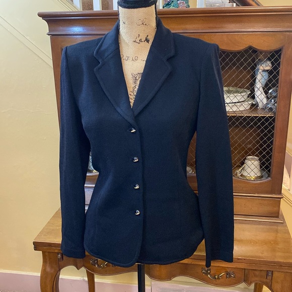 St. John | Jackets & Coats | St John Black Santana Knit Jack With Black ...